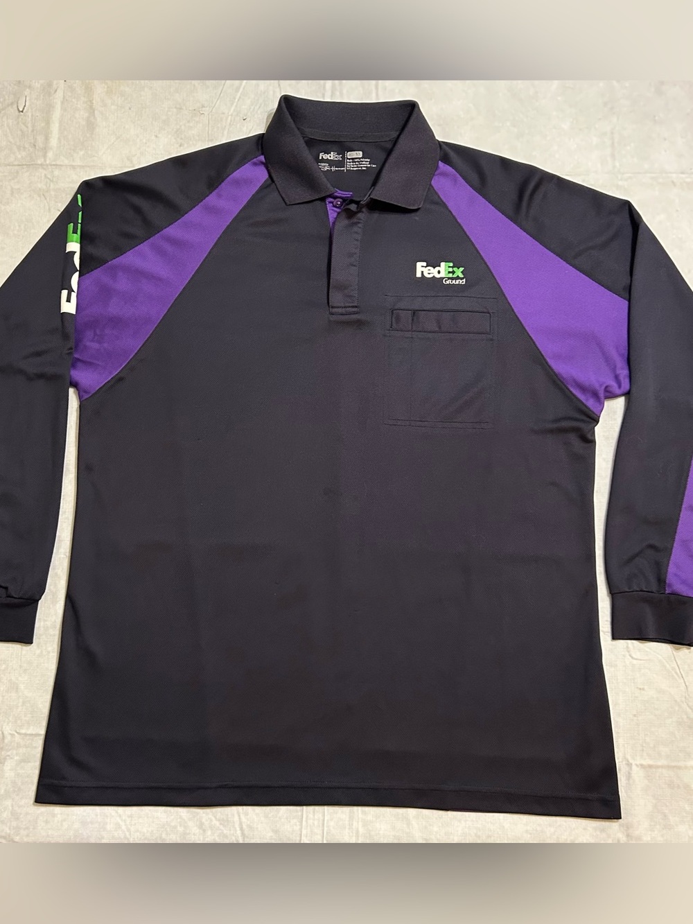FedEx Ground Delivery Long Sleeve Polo Employee Uniform Men’s XL